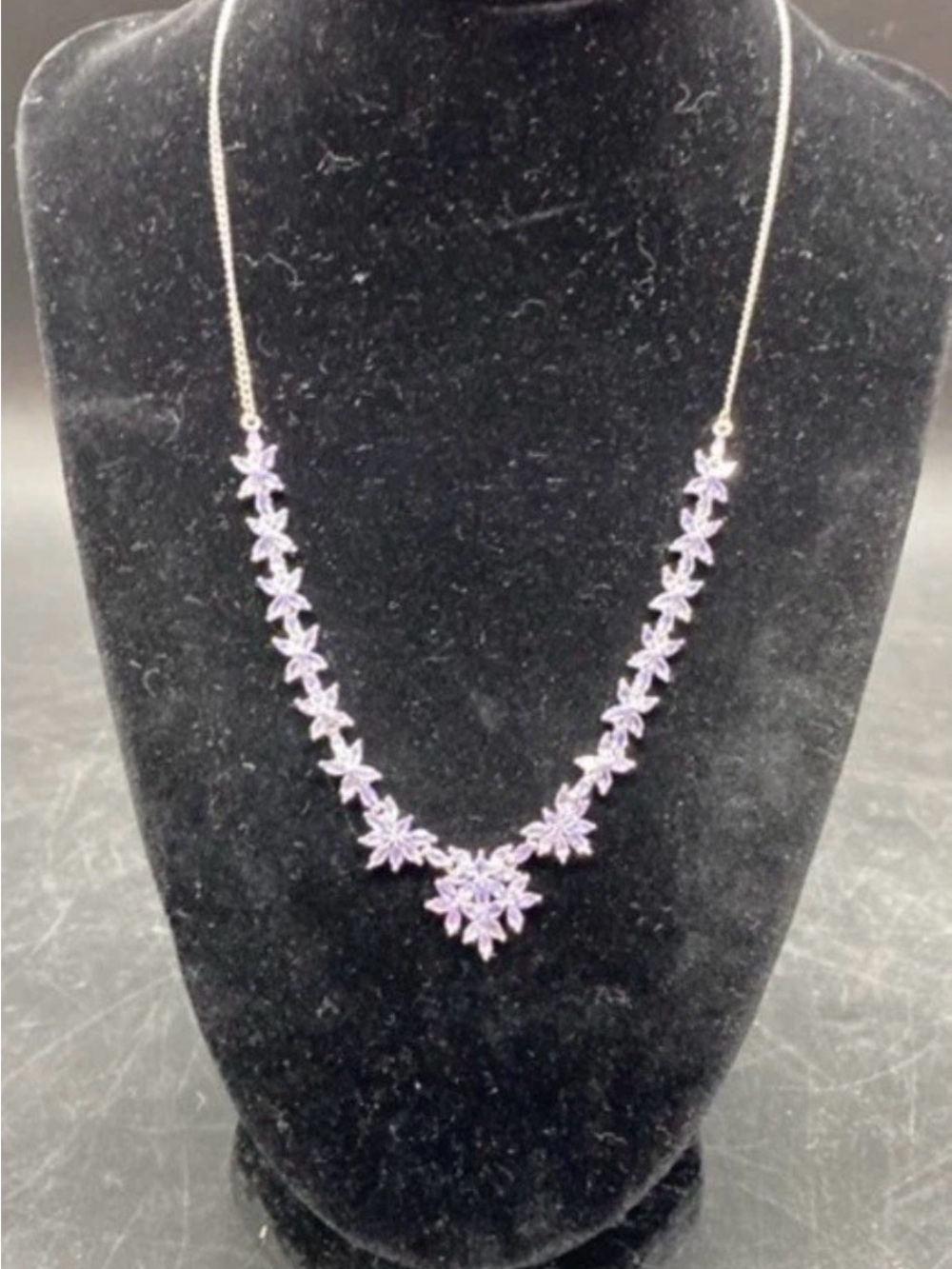 NWT Tanzanite 8.80 ctw Bromeliad Floral Sterling Silver Necklace